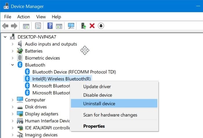 windows 10 how to uninstall device